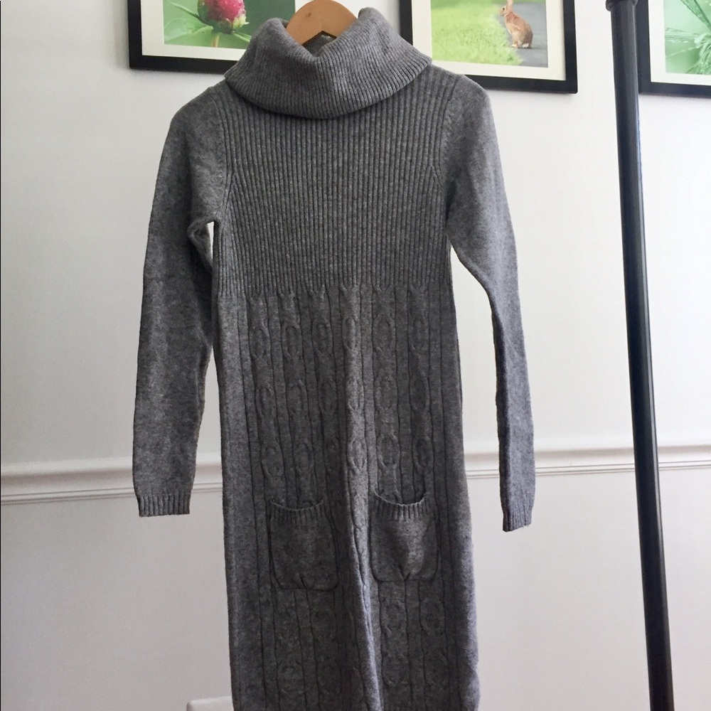 Gray Cable Knit Sweater Dress
